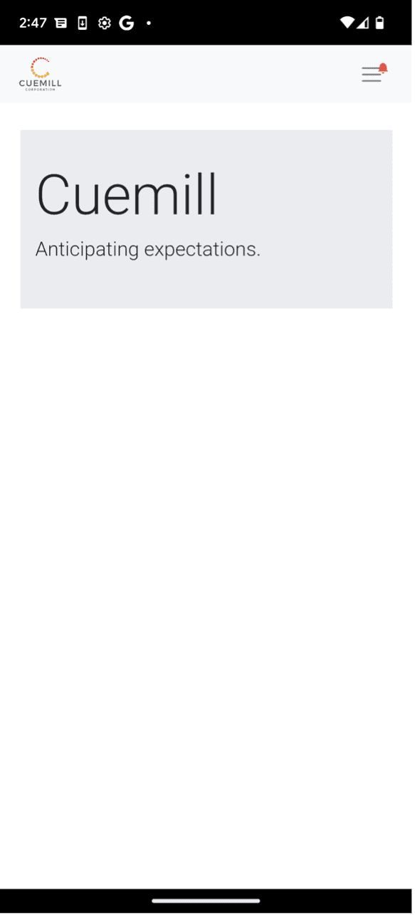 Cuemill UI Screen 2 - Before